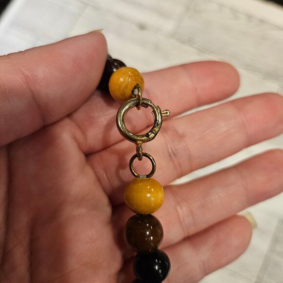 Brown Tone Beaded Necklace Earth Tones Casual Layer Boho Chic - Picture 5 of 7